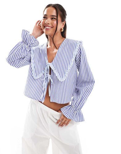 Blouse rayée avec col oversize et liens noués à l'avant - Asos Design - Modalova