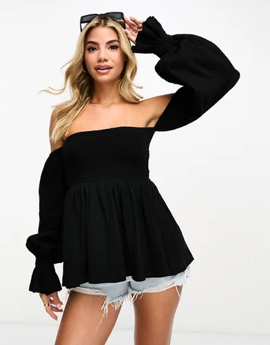 Blouse texturée à épaules dénudées - Asos Design - Modalova