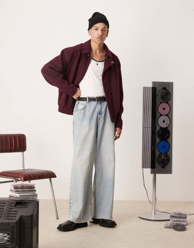 Blouson Harrington oversize en imitation laine à carreaux - Bordeaux - Asos Design - Modalova