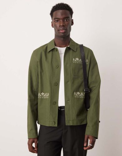 Blouson Harrington à broderie - Kaki - Asos Design - Modalova