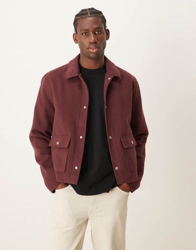 Blouson Harrington court aspect laine - Bordeaux - Asos Design - Modalova