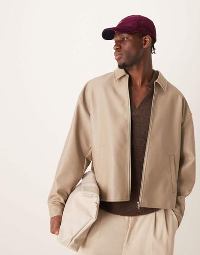 Blouson Harrington court en similicuir - Beige - Asos Design - Modalova