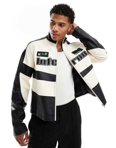 Blouson oversize style motocross en imitation cuir - et blanc - Asos Design - Modalova