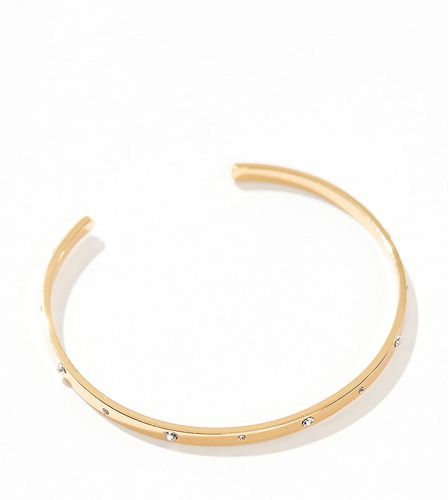 Bracelet jonc à strass en plaqué or 14 carats - Asos Design - Modalova