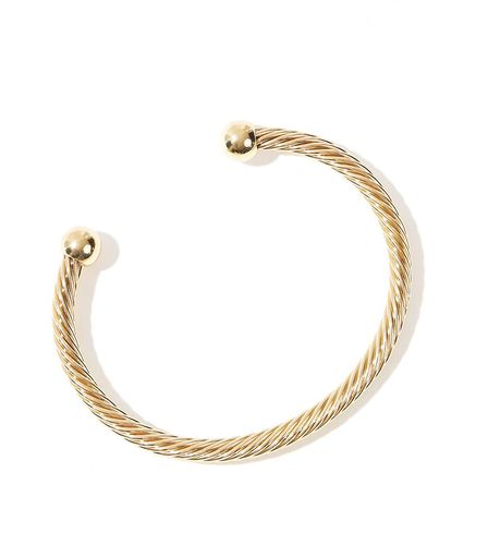 Bracelet jonc en plaqué or 14 carats avec détail torsadé et boule - Asos Design - Modalova