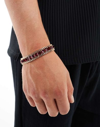 Bracelet orné de pierres rouges à fermoir dépliant - Asos Design - Modalova