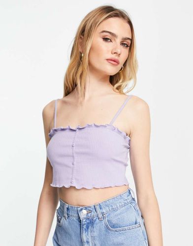 Brassière boutonnée côtelée à bords ondulés - Lilas - Asos Design - Modalova