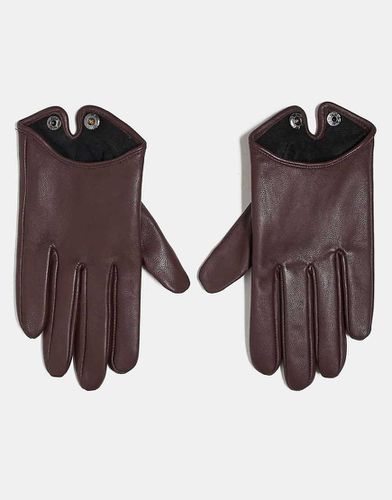 Gants en cuir pour écran tactile - Bordeaux - Asos Design - Modalova