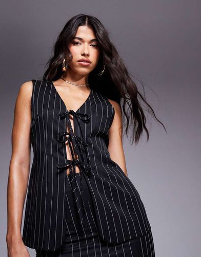 Gilet de costume d'ensemble à rayures fines avec liens devant - Asos Design - Modalova