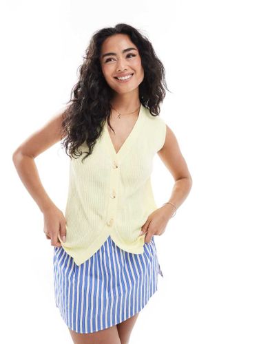 Gilet de costume dcontract en maille  boutons corne - Babeurre - Asos Design - Modalova