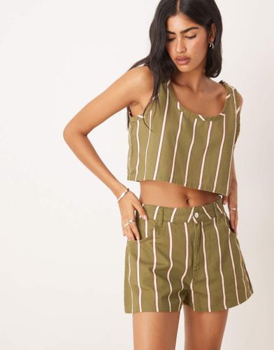 Dbardeur court en jean  rayures d'ensemble - Asos Design - Modalova