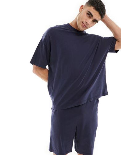 Pyjama en jersey avec short et t-shirt oversize - Bleu - Asos Design - Modalova