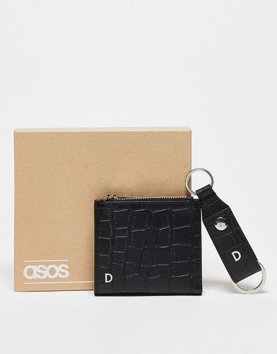 Ensemble portefeuille et porte-clés en cuir avec initiale D - Asos Design - Modalova