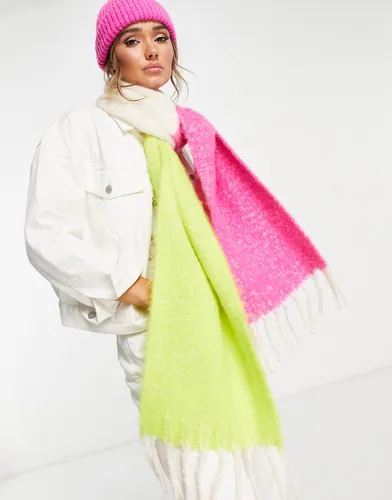 Écharpe duveteuse color block - Citron vert et rose - Asos Design - Modalova