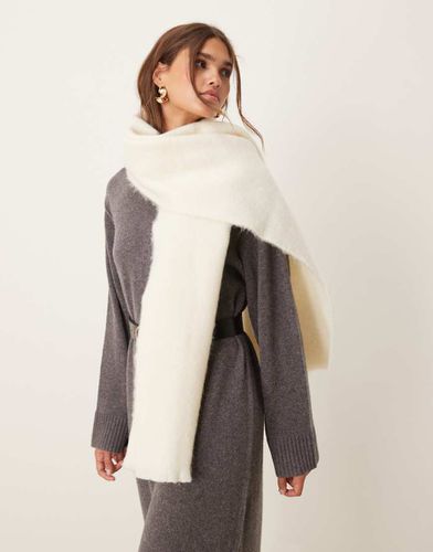 Écharpe en laine mélangée à bord effiloché - neige - Asos Design - Modalova