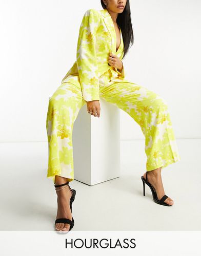 Hourglass - Pantalon de tailleur oversize coupe décontractée en lin à imprimé fleurs - Asos Design - Modalova
