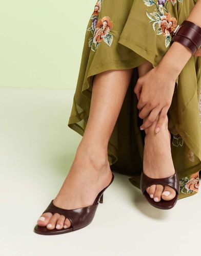 Hush - Mules en cuir  talon mi-haut - Chocolat - Asos Design - Modalova