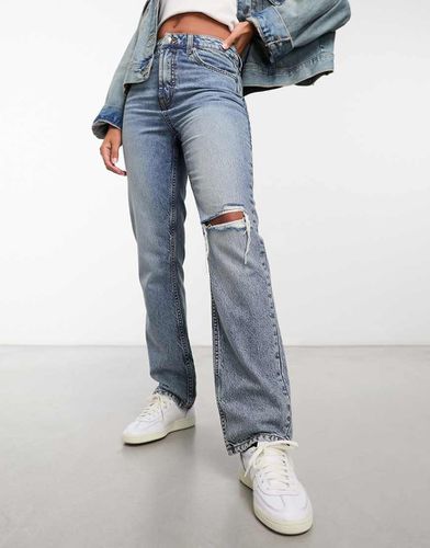 Jean droit à taille mi-haute avec déchirure au genou - Asos Design - Modalova