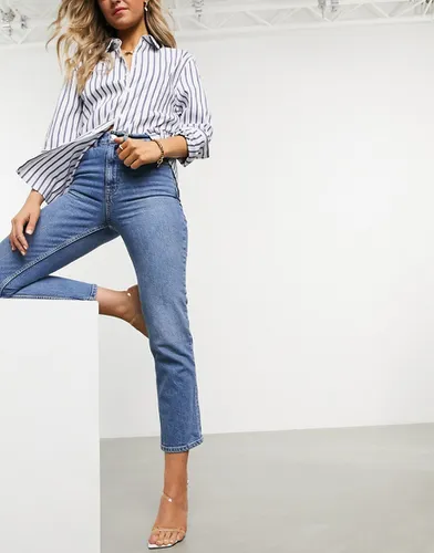 Jean droit slim stretch à taille haute - Délavage moyen - Asos Design - Modalova