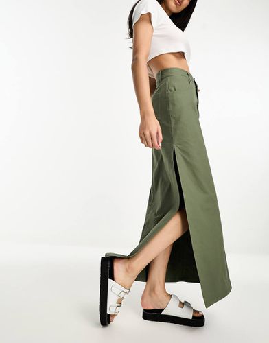 Jupe longue chino fendue - Kaki - Asos Design - Modalova