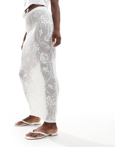 Jupe longue en maille dentelle transparente à fleurs - Ivoire - Asos Design - Modalova