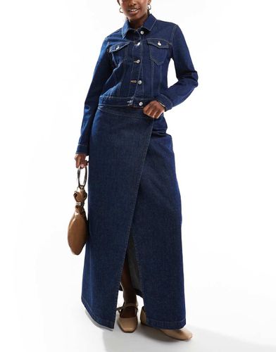 Jupe portefeuille longue en denim - Indigo - Asos Design - Modalova