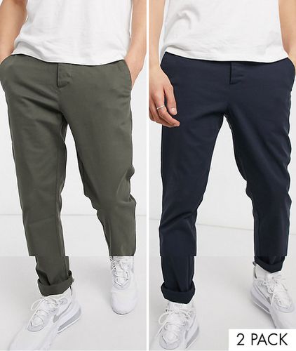 Lot de 2 pantalons chino ajustés - Kaki et bleu marine - Économie - Asos Design - Modalova