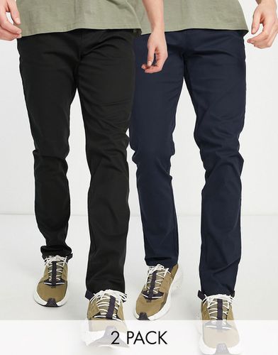 Lot de 2 pantalons chino coupe slim - Noir et bleu marine Économie - Asos Design - Modalova