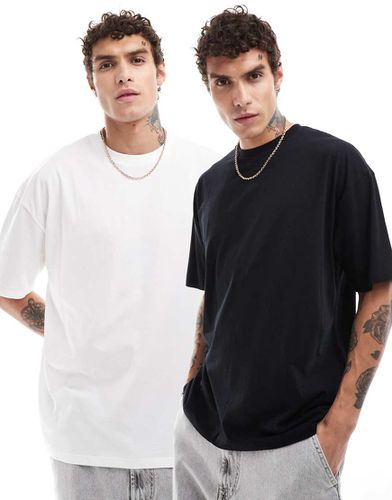 Lot de 2 t-shirts oversize - Noir et blanc - Asos Design - Modalova