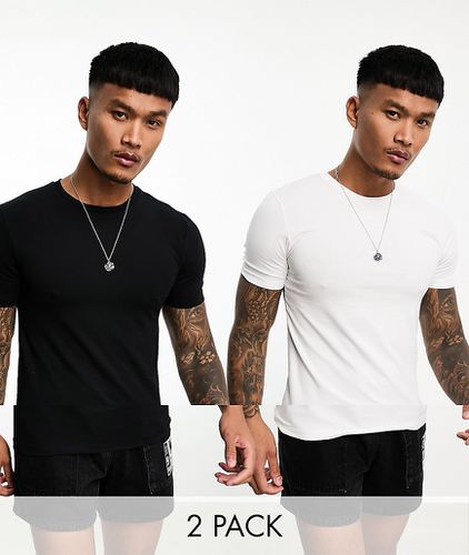 Lot de 2 t-shirts ras de cou moulants - Noir et blanc - Asos Design - Modalova