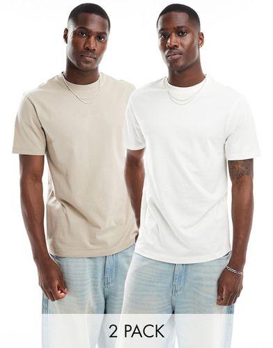 Lot de 2 t-shirts ras de cou - Crème/beige - Asos Design - Modalova