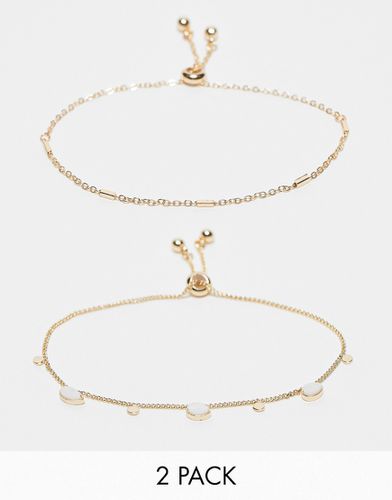 Lot de 2 bracelets d'amitié avec perles nacrées et chaîne - Asos Design - Modalova