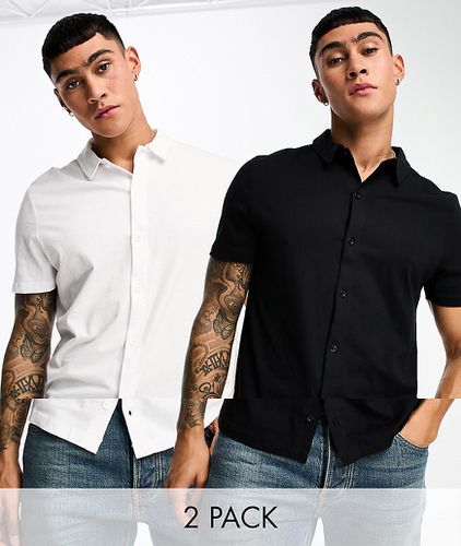Lot de 2 chemises en jersey - Noir et blanc - Asos Design - Modalova