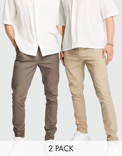 Lot de 2 pantalons chino ajustés - Noir/beige - Asos Design - Modalova