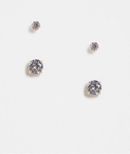 Lot de 2 paires de boucles d'oreilles 6 mm et 10 mm ornées de cristaux - Asos Design - Modalova
