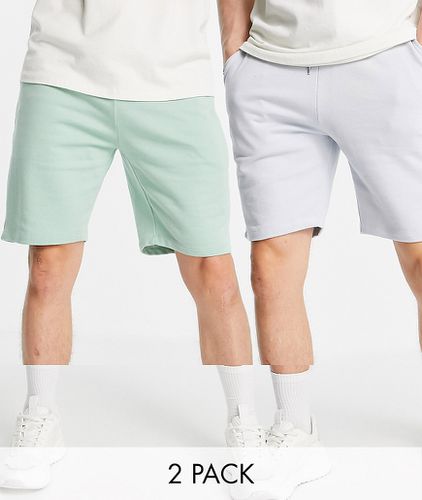 Lot de 2 shorts slim en jersey - Bleu/vert pastel - Asos Design - Modalova