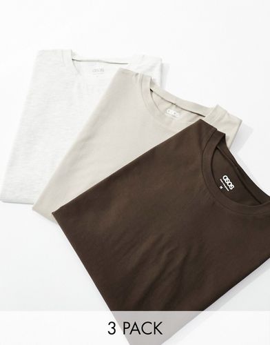Lot de 3 t-shirts ras de cou coupe décontractée - Marron, taupe et blanc cassé - Asos Design - Modalova