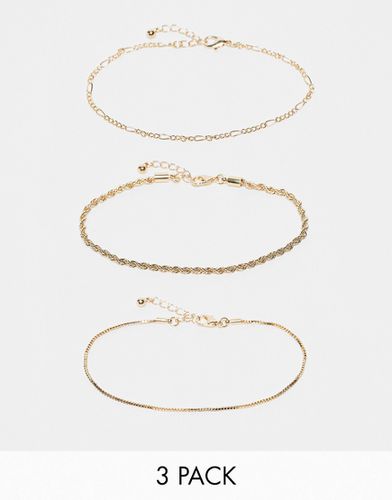 Lot de 3 bracelets de cheville avec chaînes variées - Asos Design - Modalova