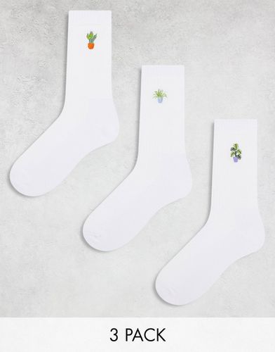 Lot de 3 paires de chaussettes à broderie plante d'intérieur - Asos Design - Modalova