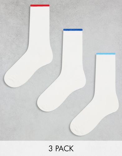 Lot de 3 paires de chaussettes à liseré contrastant - Écru - Asos Design - Modalova