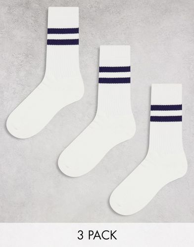 Lot de 3 paires de chaussettes de sport à rayures - Bleu marine - Asos Design - Modalova