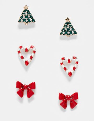 Lot de 3 paires de boucles d'oreilles à détail Noël - Asos Design - Modalova