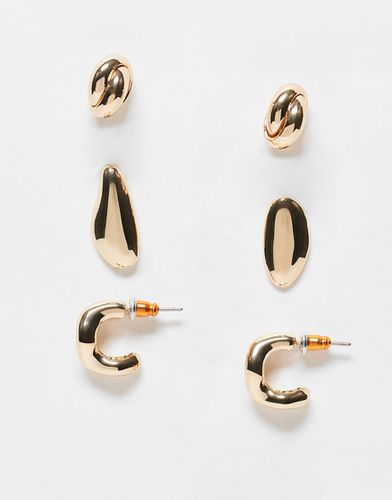 Lot de 3 paires de boucles d'oreilles variées effet fondu - Asos Design - Modalova