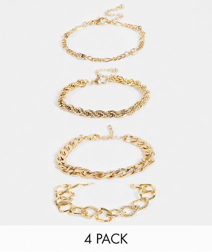 Lot de 4 bracelets en chaîne avec cristaux - ASOS DESIGN - Modalova