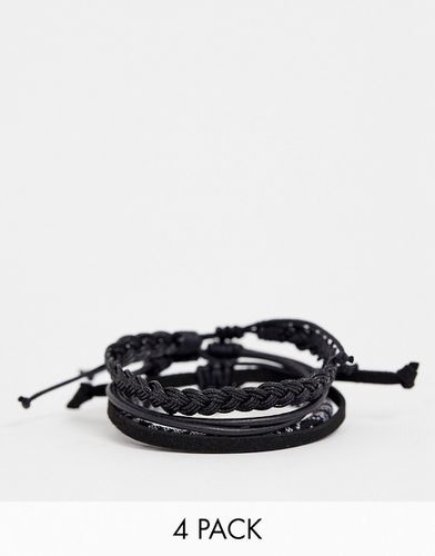 Lot de 4 bracelets en cuir et tressés - et blanc - Asos Design - Modalova