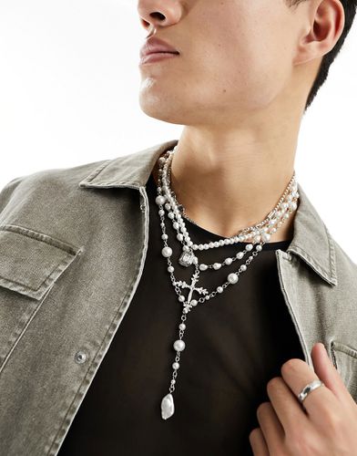 Lot de 4 colliers tendance avec perles et cristaux - Asos Design - Modalova