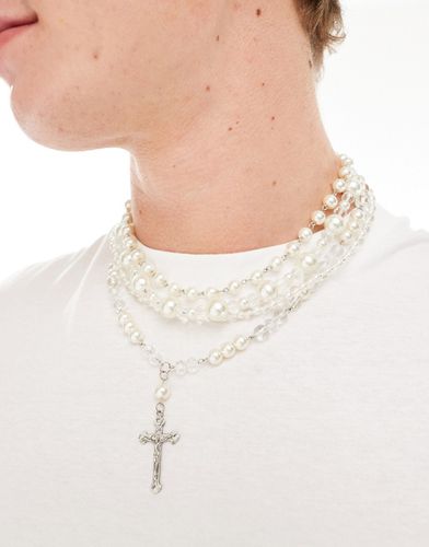 Lot de 4 colliers de perles à pendentif croix - Asos Design - Modalova