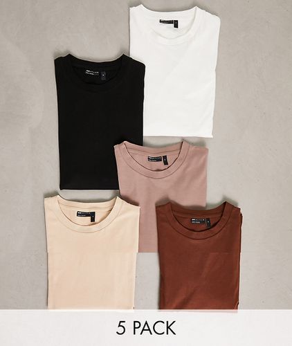 Lot de 5 t-shirts ras de cou oversize - Multiples couleurs - Asos Design - Modalova