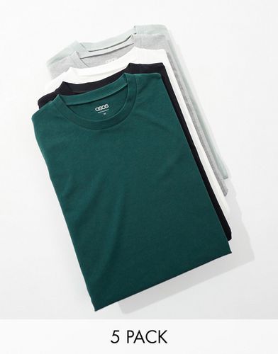 Lot de 5 t-shirts ras de cou à manches courtes - Multiples couleurs - Asos Design - Modalova