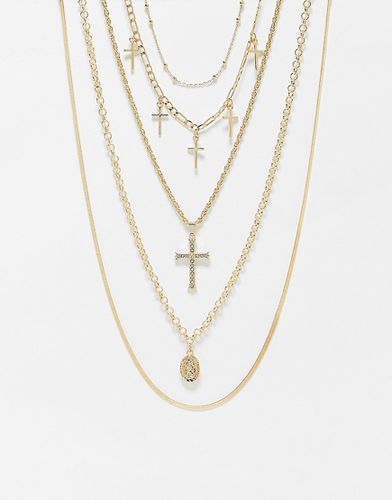 Lot de 5 colliers en chaînes variées et pendentifs croix - Asos Design - Modalova